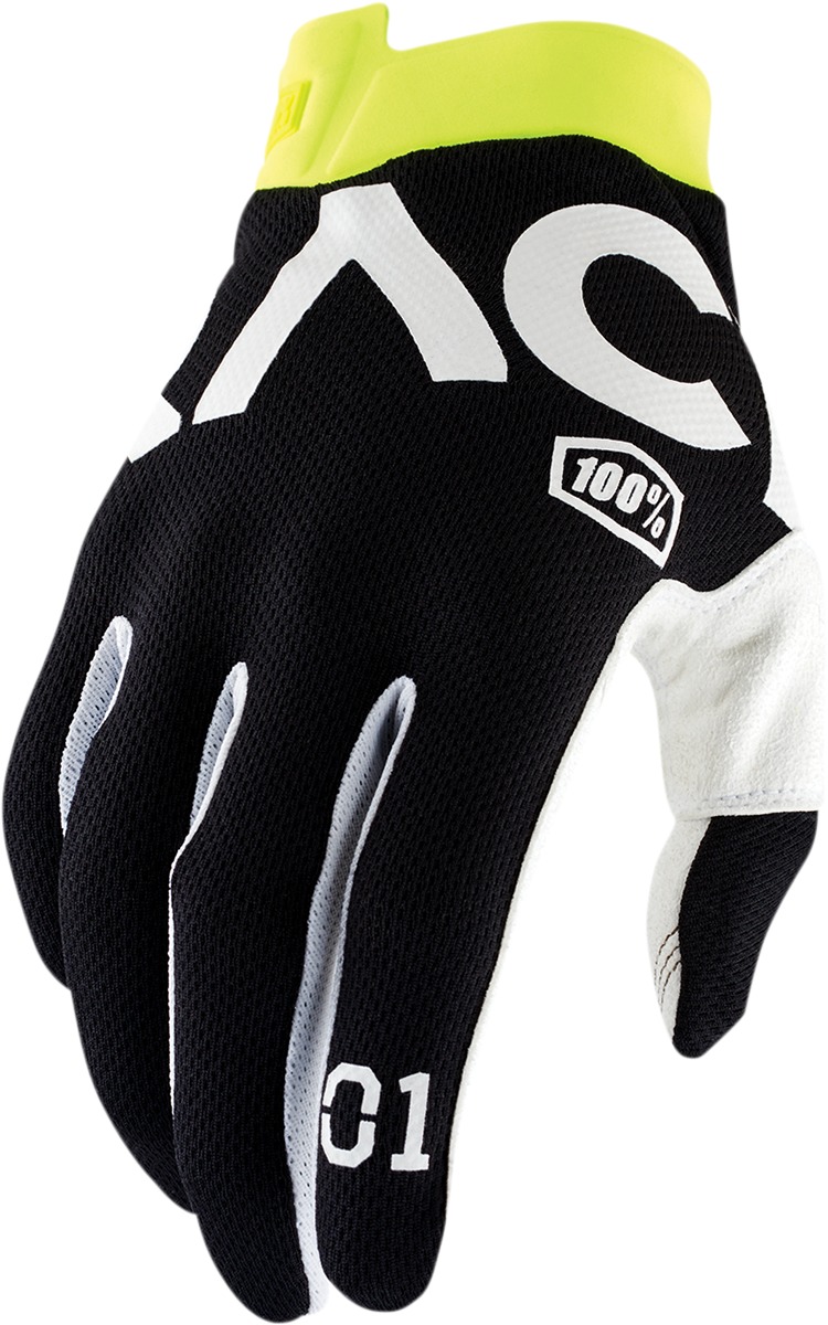 100% iTrack Men's XL Gloves Black Textile - Click Image to Close