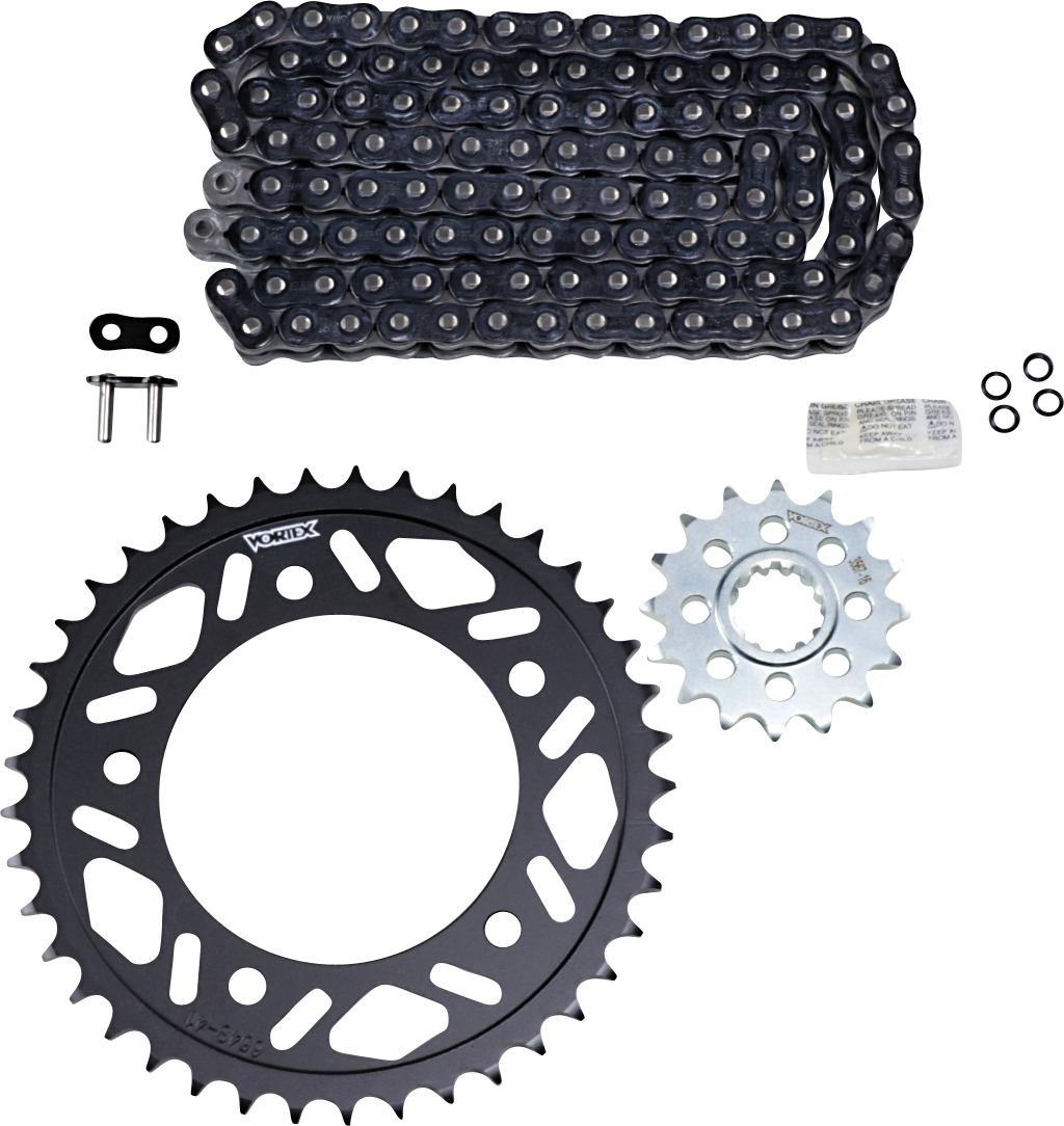 V3 Chain & Sprocket Kit Black RX Chain 525 16/41 Black Steel - For 15-22 Yamaha R1/M - Click Image to Close