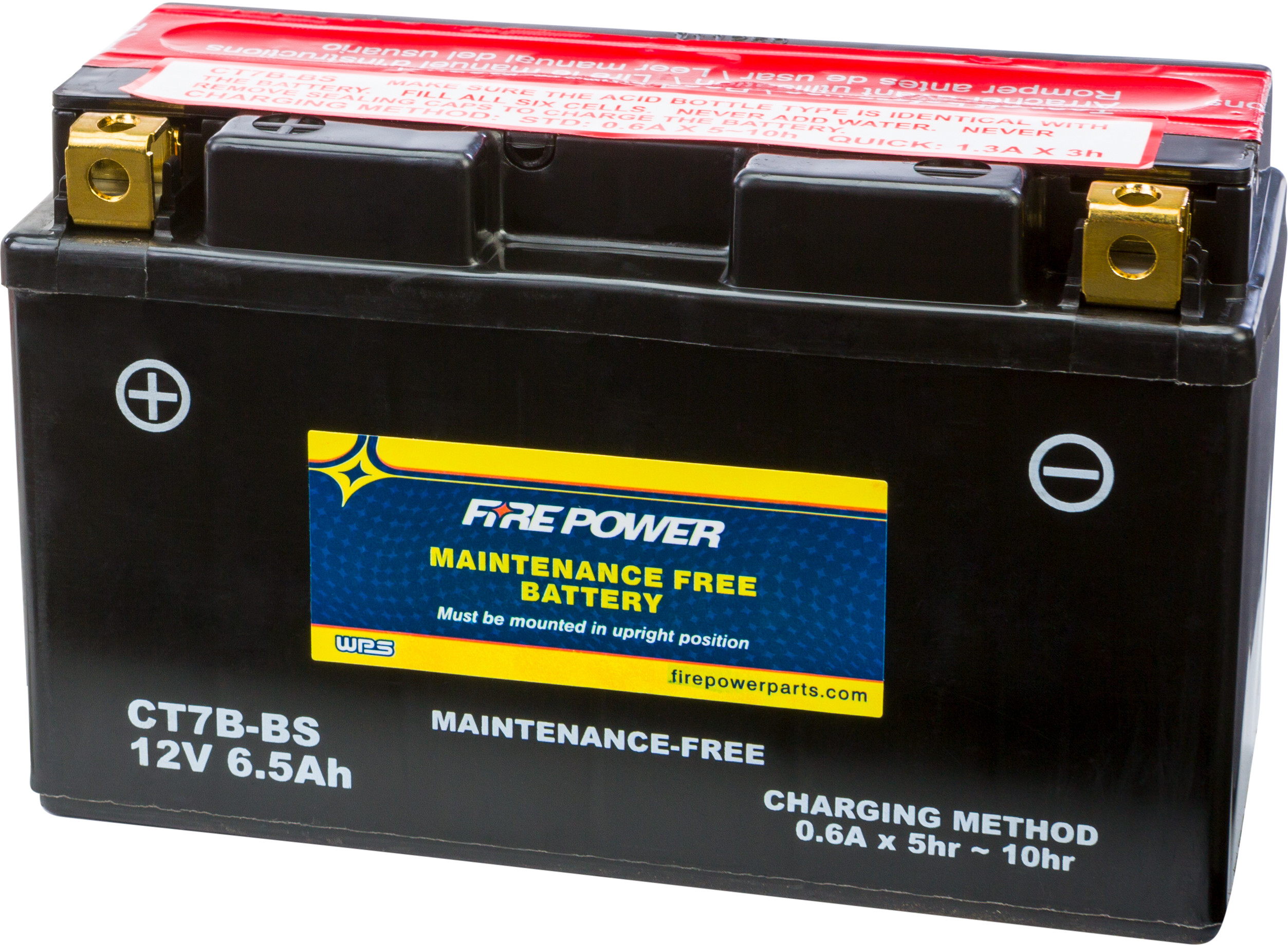 Maintenance Free Sealed Battery - Replaces YT7B-BS - Click Image to Close