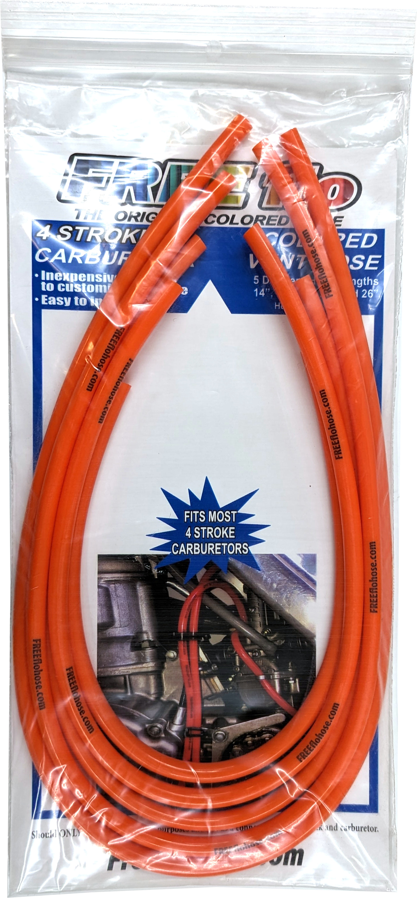 FreeFlo 4-Stroke Carb Vent Hose Kit - Orange - Click Image to Close