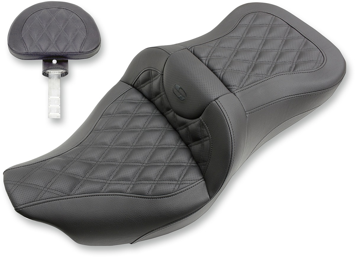 Extended-Reach Road Sofa LS 2-Up Seat Gel w/Backrest - For Harley - Click Image to Close