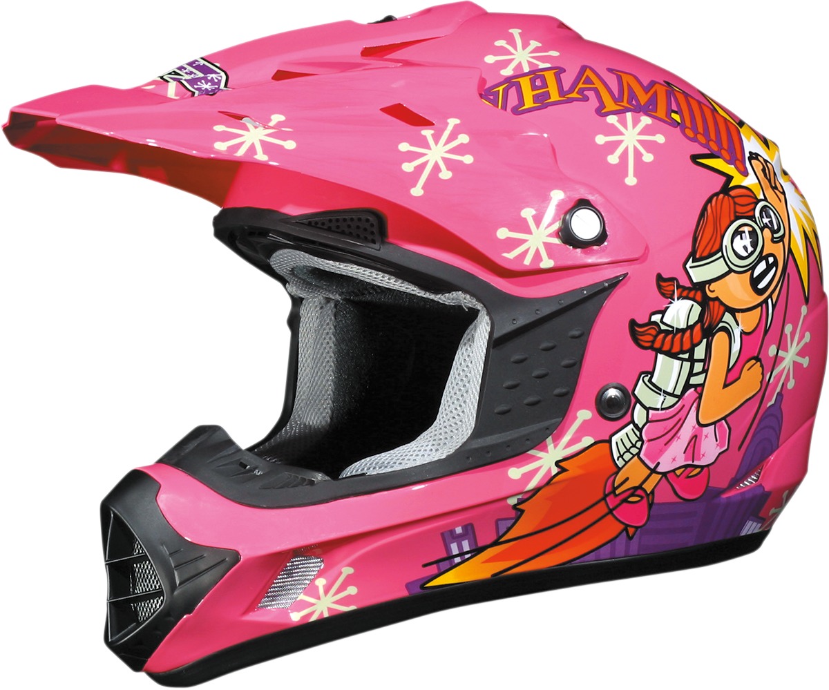 FX-17Y Full Face Offroad Helmet Multi/Pink Youth Large - Click Image to Close