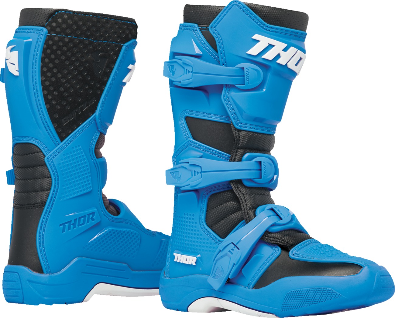 Thor Youth Blitz XR Boots Blue/Black Size 7 - Youth off-road boots in Blue/Black, Size 7 - Click Image to Close