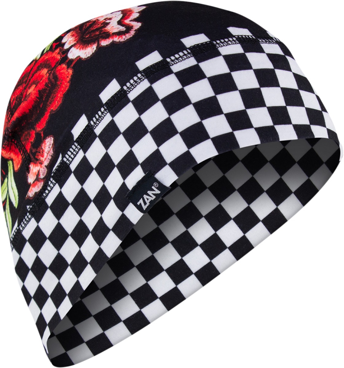 SportFlexT Beanie/Helmet Liner - Beanie Sptflx Checkered Floral - Click Image to Close