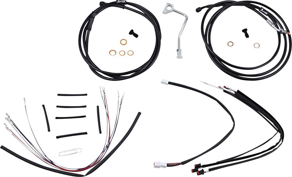 Extended Black Control Cable Kit for 14" Gorilla Bars - Fits 2015-2016 Harley Davidson Road Glide models - Click Image to Close