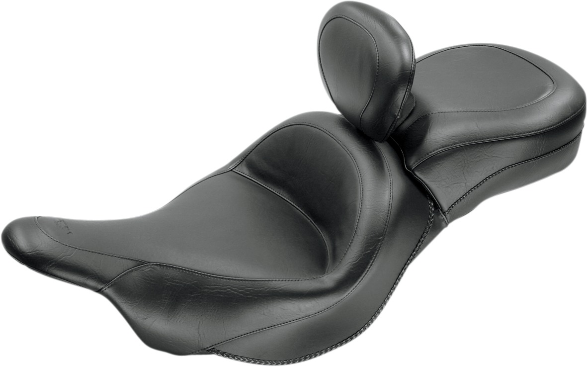 Touring Smooth Vinyl 2-Up Seat Black w/Backrest - For Kawasaki Vulcan Nomad/Voyager - Click Image to Close