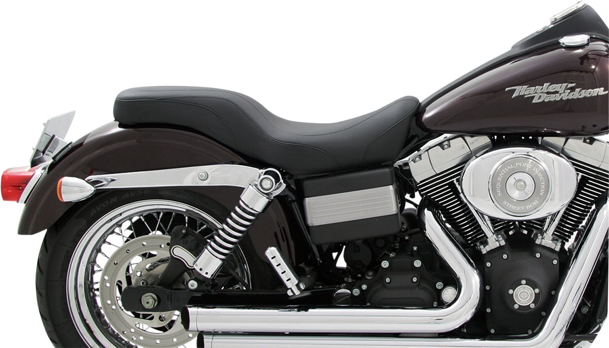 Daytripper Stitched Leather 2-Up Seat - For 06-17 HD Dyna - Click Image to Close