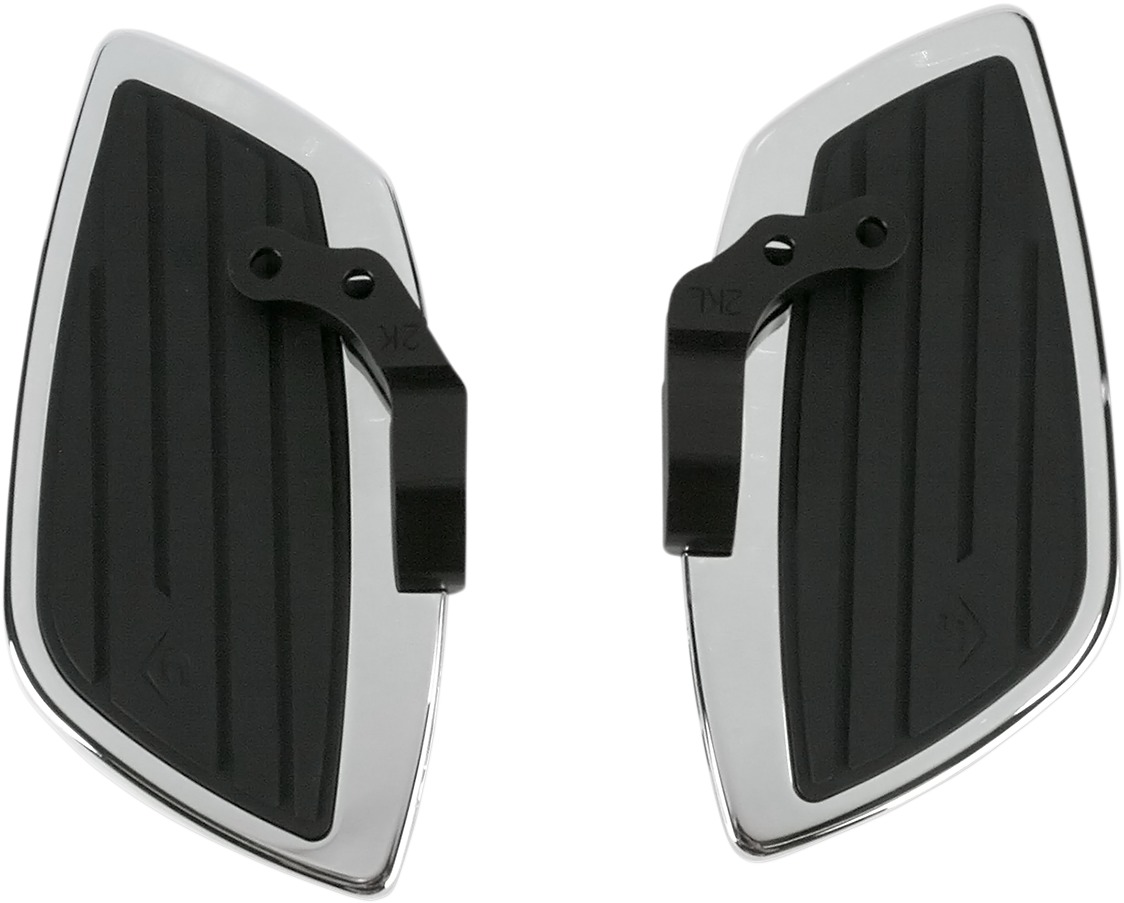 Swept Driver Floorboards Chrome/Black - For 04-09 Honda VTX1300C - Click Image to Close