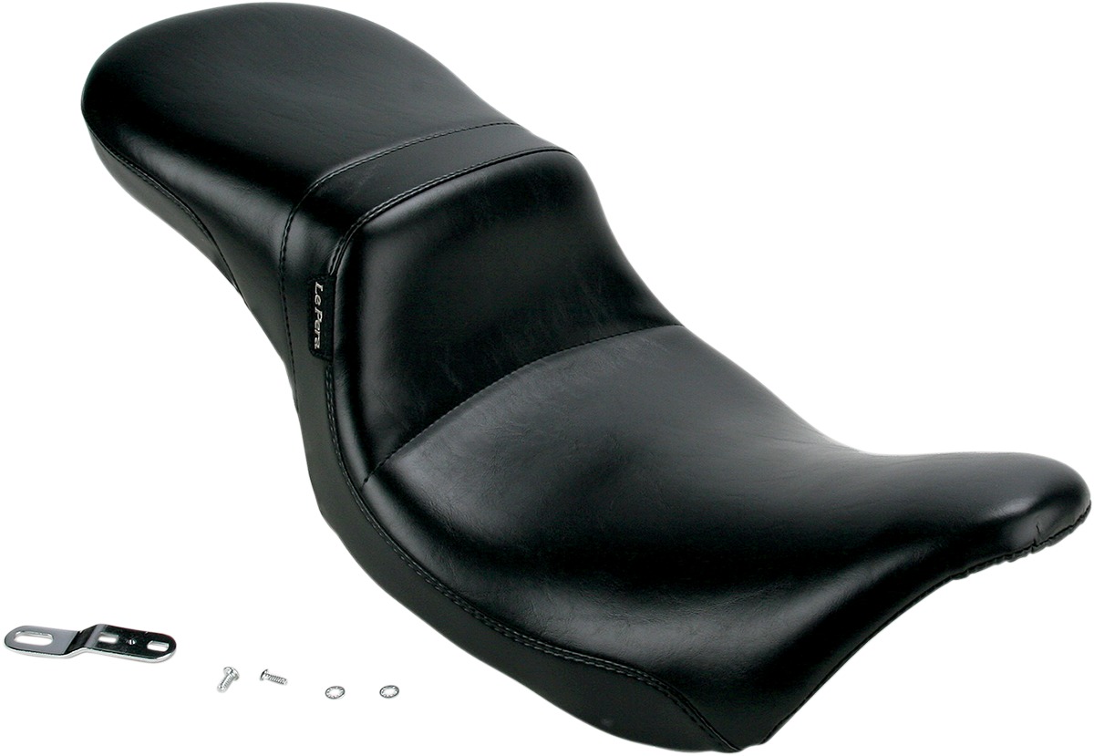 Daytona Plain Vinyl 2-Up Seat Black Low - For 08-20 Harley FLH FLT - Click Image to Close