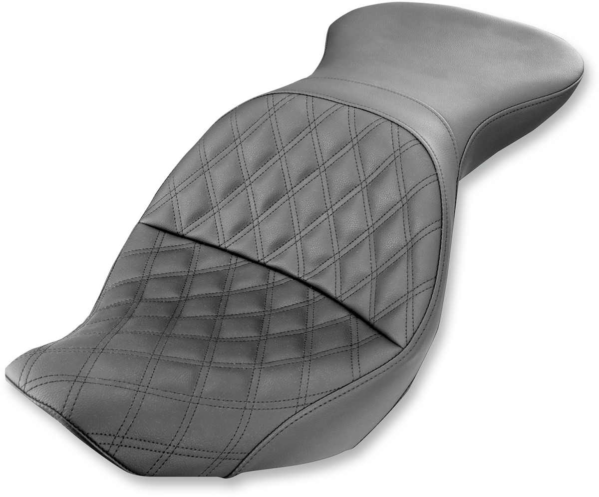 Explorer Touring Lattice Stitched 2-Up Seat - Black - For 07-17 FLSTC - Click Image to Close