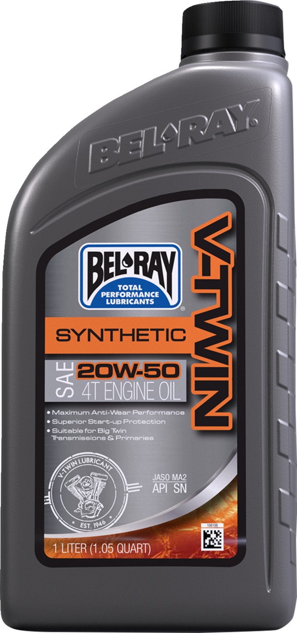 BEL-RAY V-Twin Synthetic 20W-50 Engine Oil 1L - For Twin Cam & M8 engines - Click Image to Close