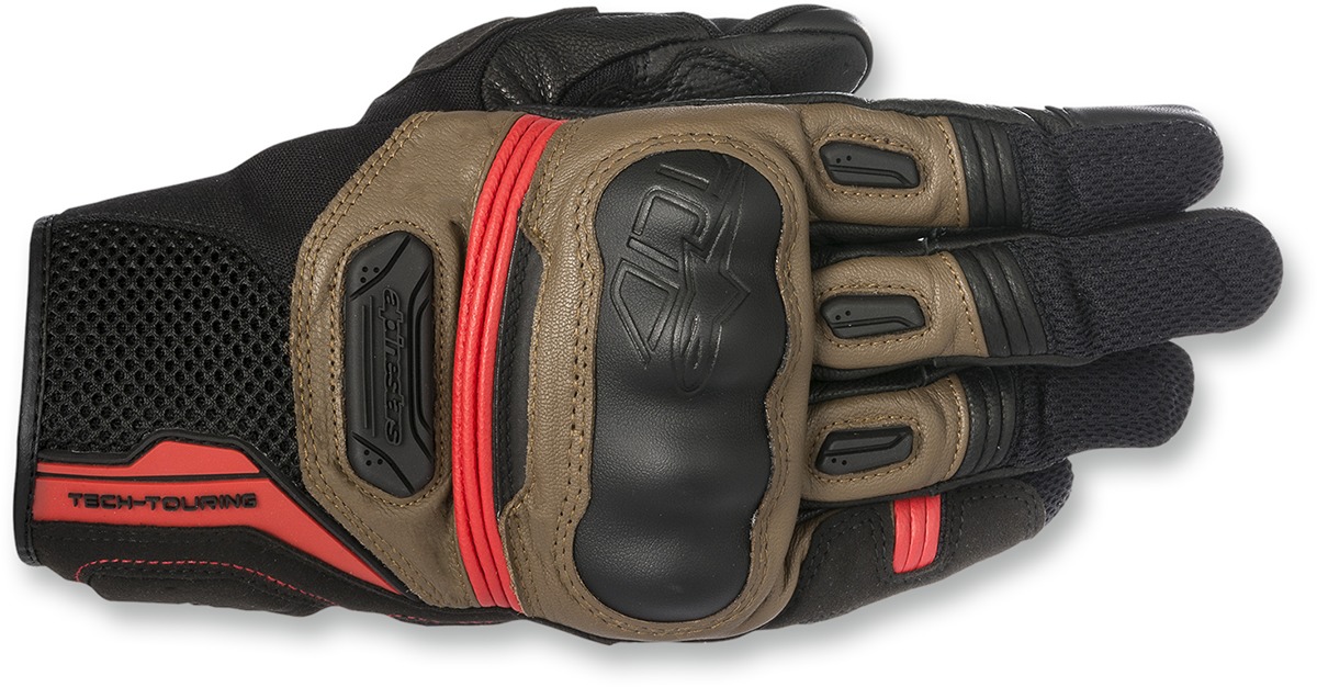 Highlands Motorcycle Gloves Black/Brown/Red 2X-Large - Click Image to Close