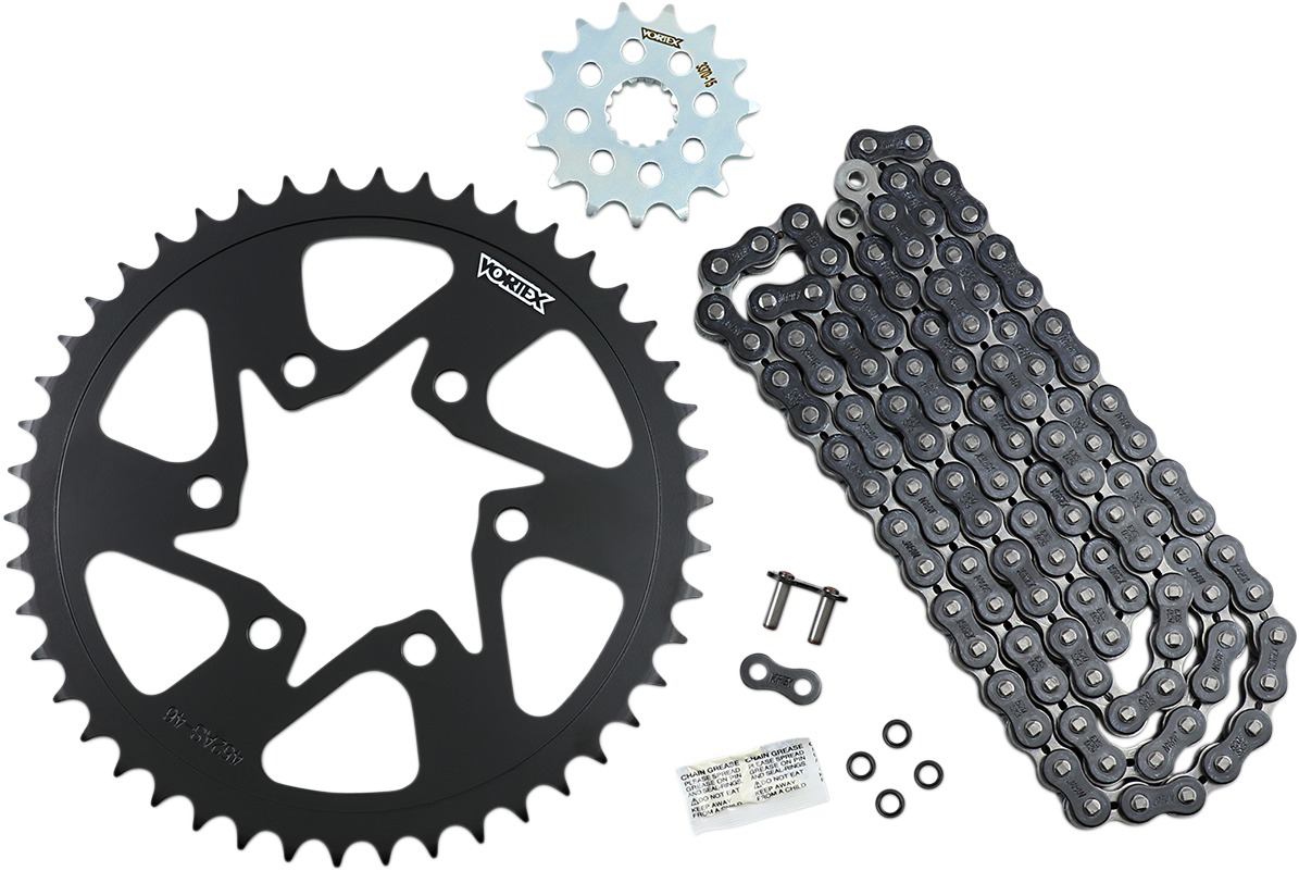 V3 Chain & Sprocket Kit Black SX Chain 520 15/46 Black Steel - For 17-21 Kawasaki Z650 - Click Image to Close