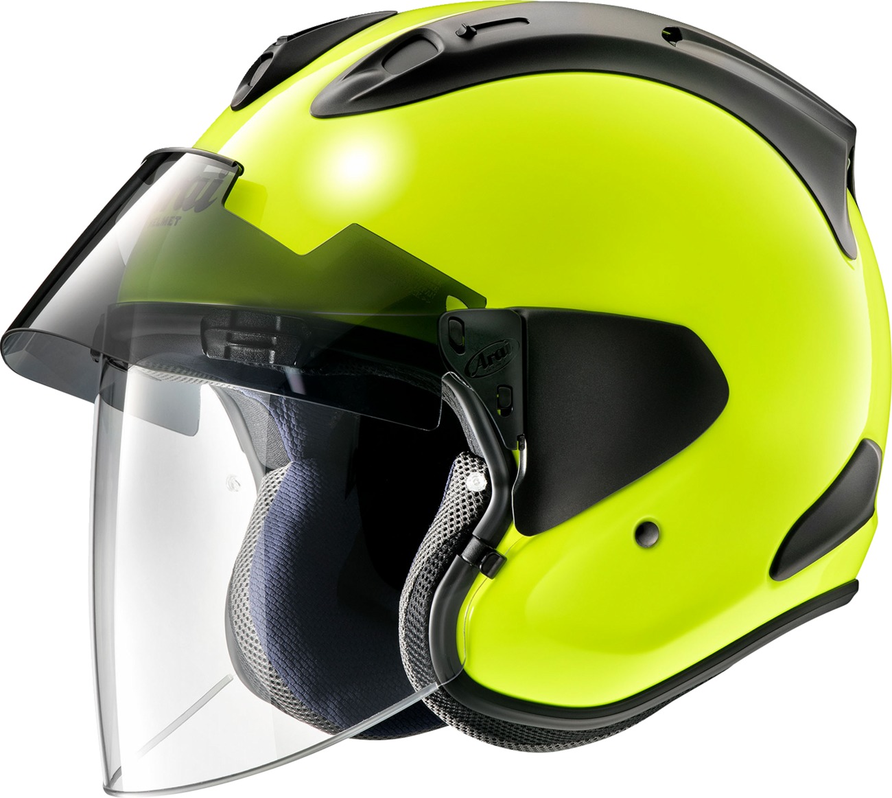 Arai Ram-X Helmet Fluorescent Yellow XL - Open-face helmet in Fluorescent Yellow, XL - Click Image to Close