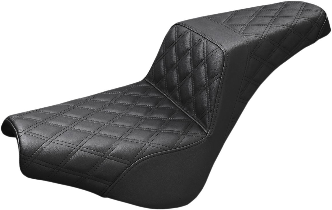 Step-Up Lattice Stitched 2-Up Seat - Black - For 18-20 Harley FXBB - Click Image to Close