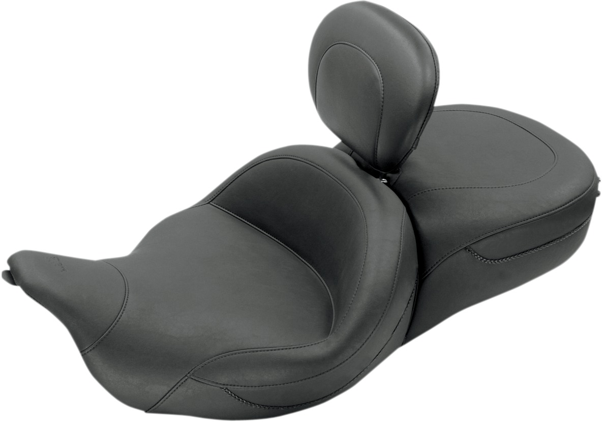 Super Touring Plain Vinyl 2-Up Seat Backward w/Backrest - For 08-20 FLH FLT - Click Image to Close