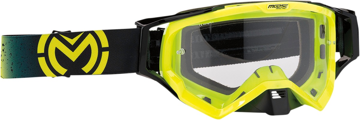 XCR Black / Fluorescent Yellow Galaxy Goggles - Clear Lens - Click Image to Close