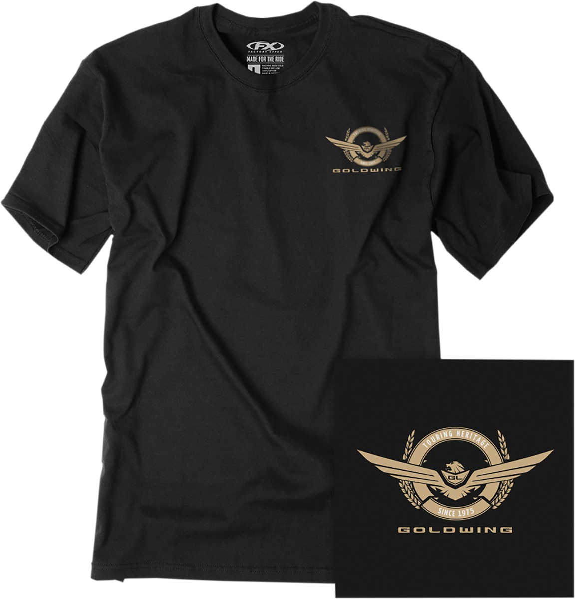 Men's Gold Wing Badge Tee - Gw Badge Tee Blk Md - Click Image to Close