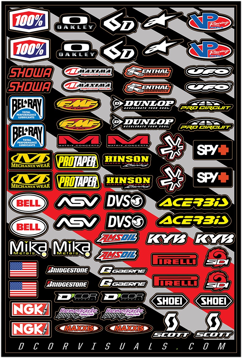 "MX V.2" Universal Decal Sheet - 12 mil Ultracurve Vinyl - Click Image to Close