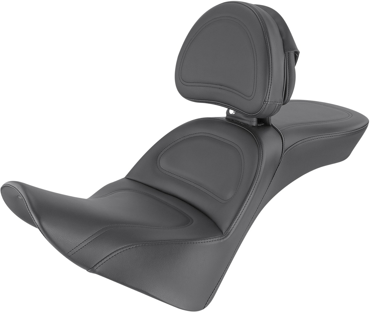 Explorer Smooth 2-Up Seat Black Gel w/Backrest - For 18-20 Harley Softail - Click Image to Close