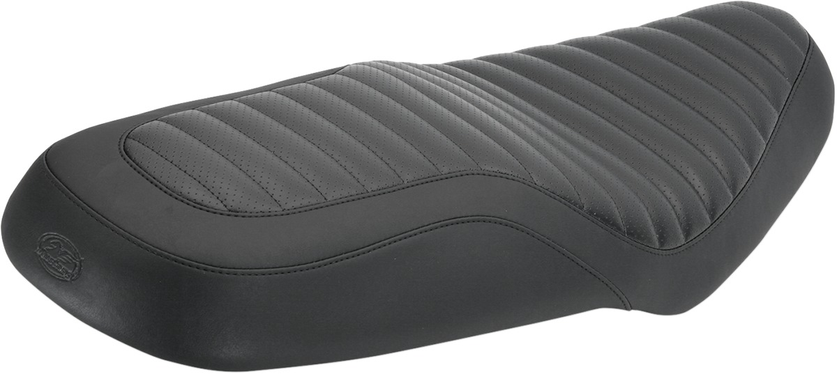 Classic Ribbed Vinyl 2-Up Seat - Black - For 01-16 Triumph Bonneville Scrambler - Click Image to Close