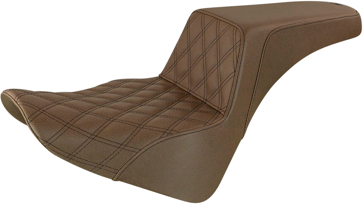 Step-Up Lattice Stitch 2-Up Seat Gel Brown - For 18-20 Harley Softail - Click Image to Close