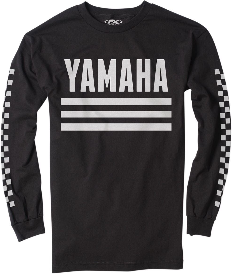 Men's Yamaha Racer Long Sleeve Tee - Yam Racer Ls Tee Blk Md - Click Image to Close