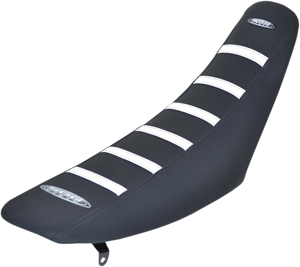 6-Rib Water Resistant Seat Cover Black/White - For Suzuki RMZ250 RMZ450 - Click Image to Close