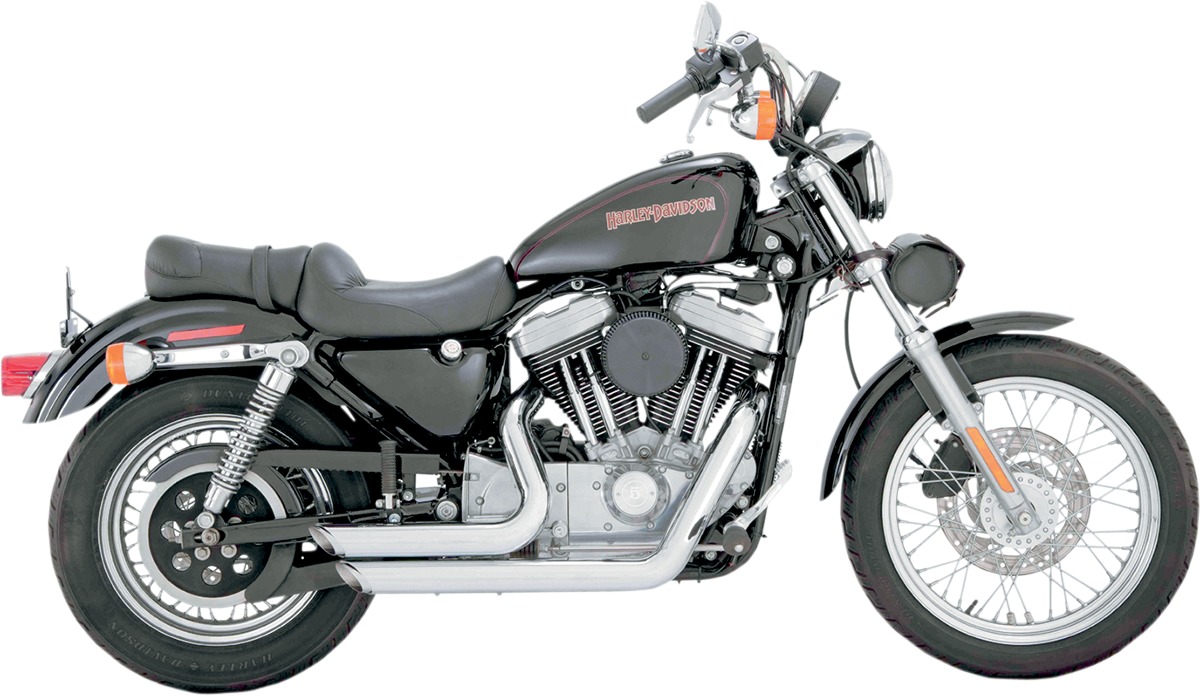 Shortshots Staggered Chrome Full Exhaust - For 99-03 Harley Sportster - Click Image to Close