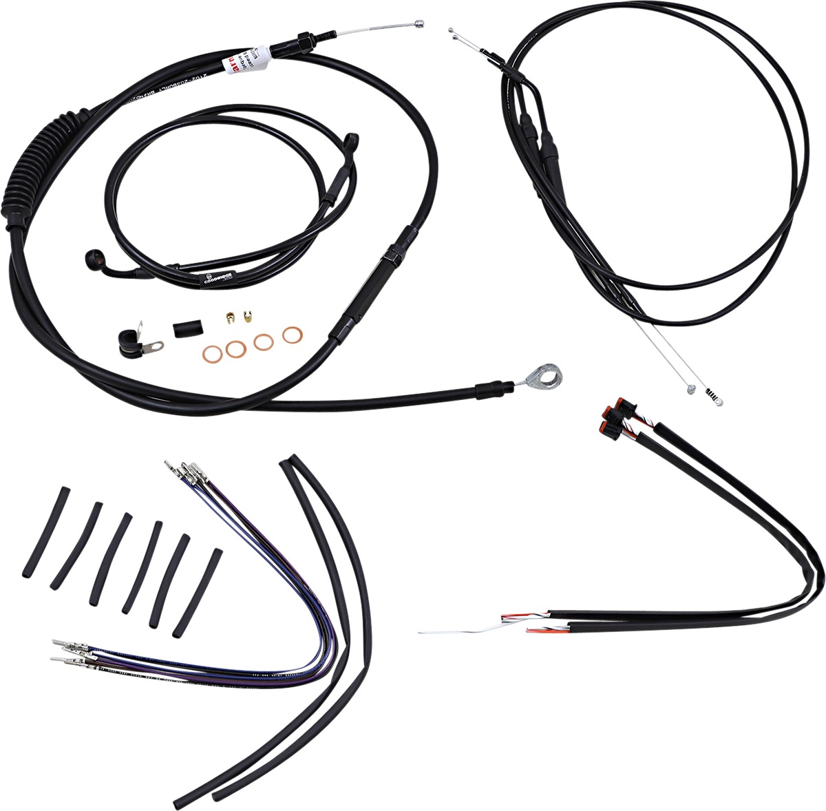 Extended Black Control Cable Kit for 14" Apehanger Bars - Click Image to Close