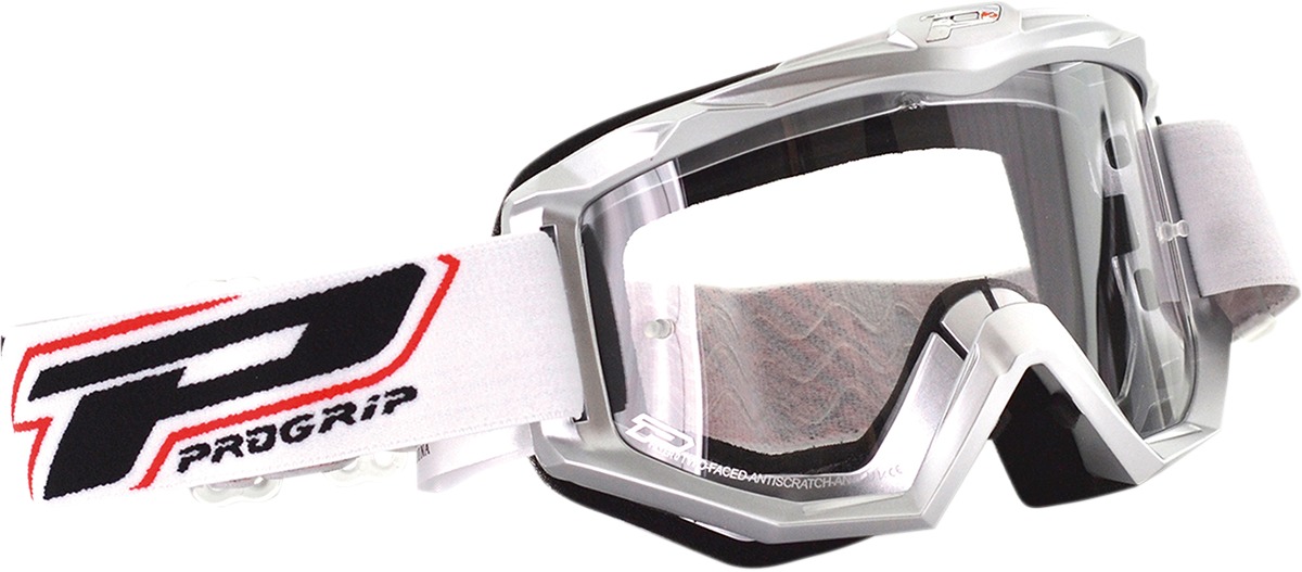 3201 White / Black / Silver Raceline Goggles - Clear Lens - Click Image to Close