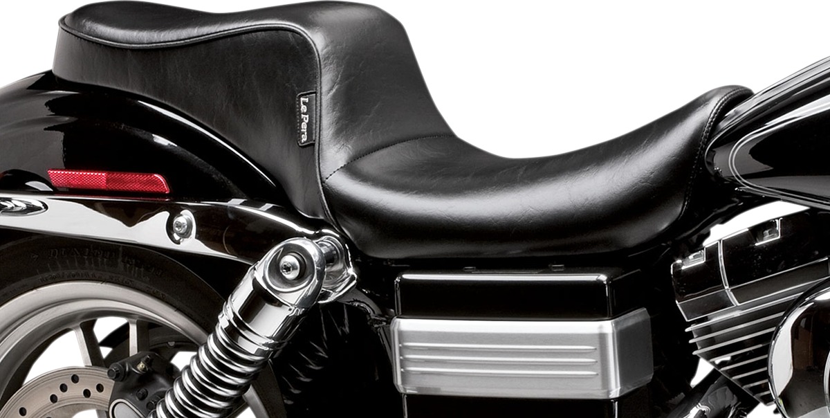 Cherokee Smooth Vinyl 2-Up Seat - Black - For 96-03 Harley FXDWG - Click Image to Close