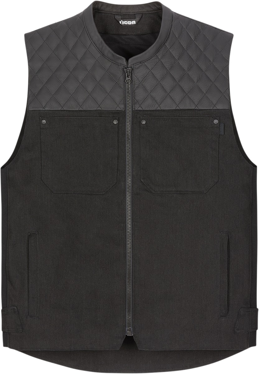 ICON Chamonix Denim Vest XL Black Men's - Men's black denim vest in XL size - Click Image to Close