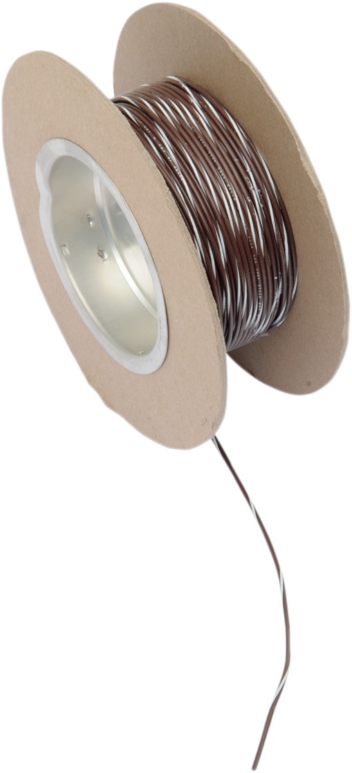 Brown / White 18 Gauge OEM Color Match Primary Wire - 100' Spool - Click Image to Close