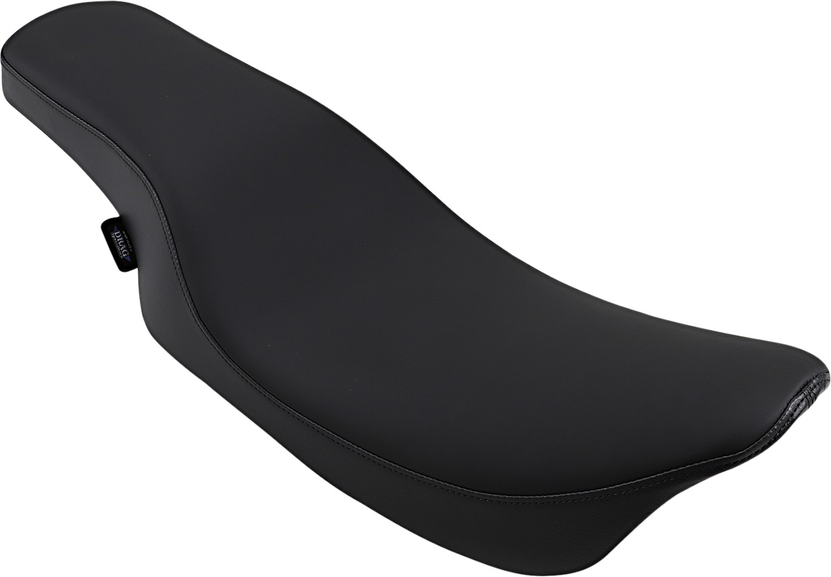 Spoon Style Plain 2-Up Seat Black Low 1" - For 97-07 Harley FLHR FLHX - Click Image to Close