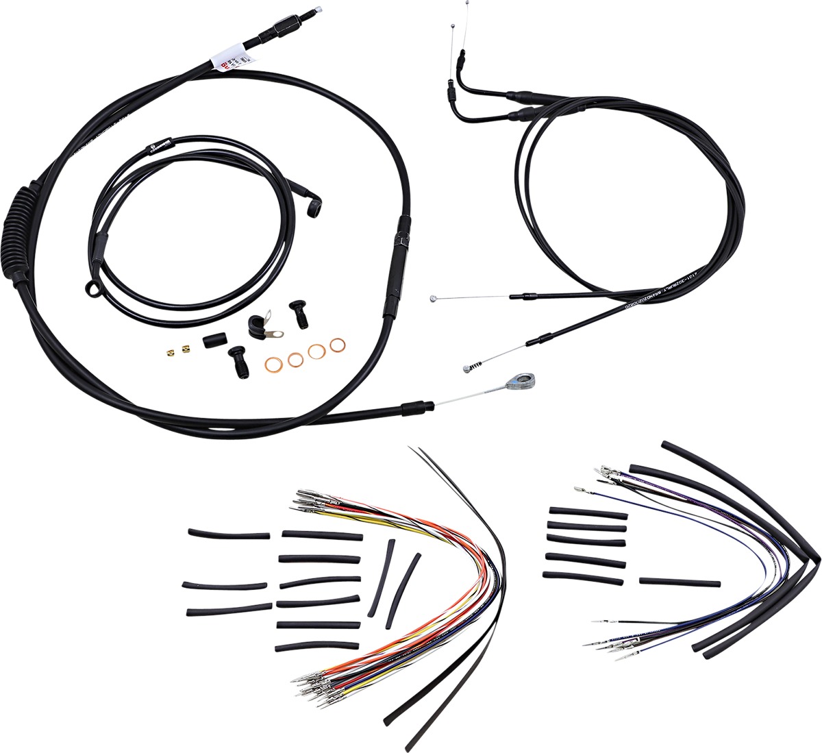 Extended Black Control Cable Kit - 18" tall bars - For 00-06 HD Softail w/ Single Disk - Click Image to Close