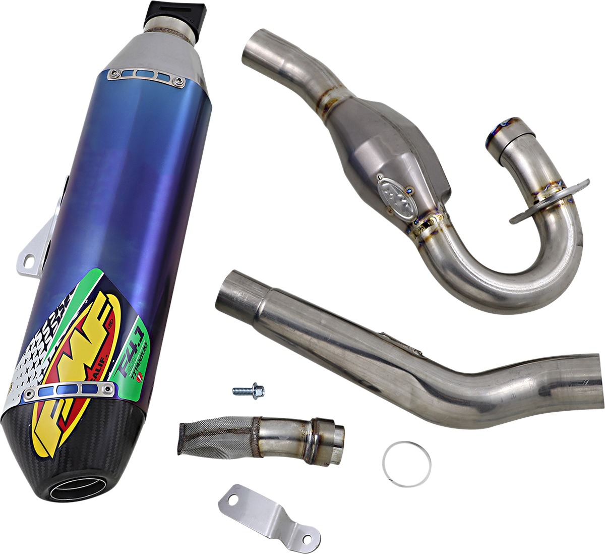 Blue Factory 4.1 Full Exhaust w/ Ti MB Header & CF Cap - For 19-22 Kawasaki KX450 - Click Image to Close