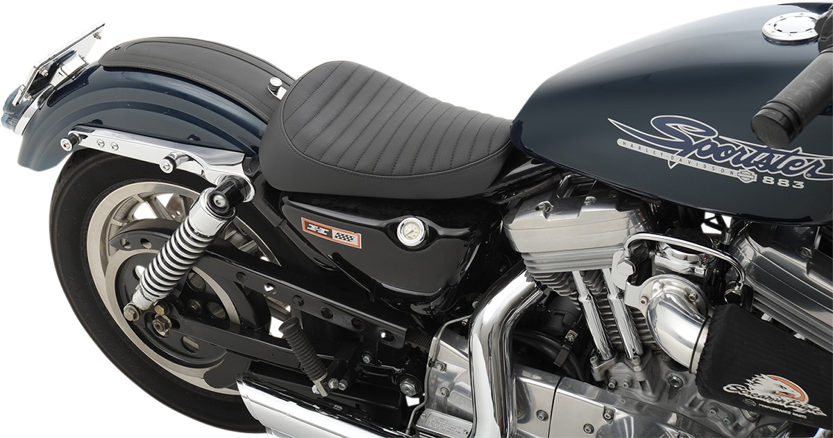 Classic Stitch Vinyl Solo Seat - Black - For 82-03 Harley XL - Click Image to Close