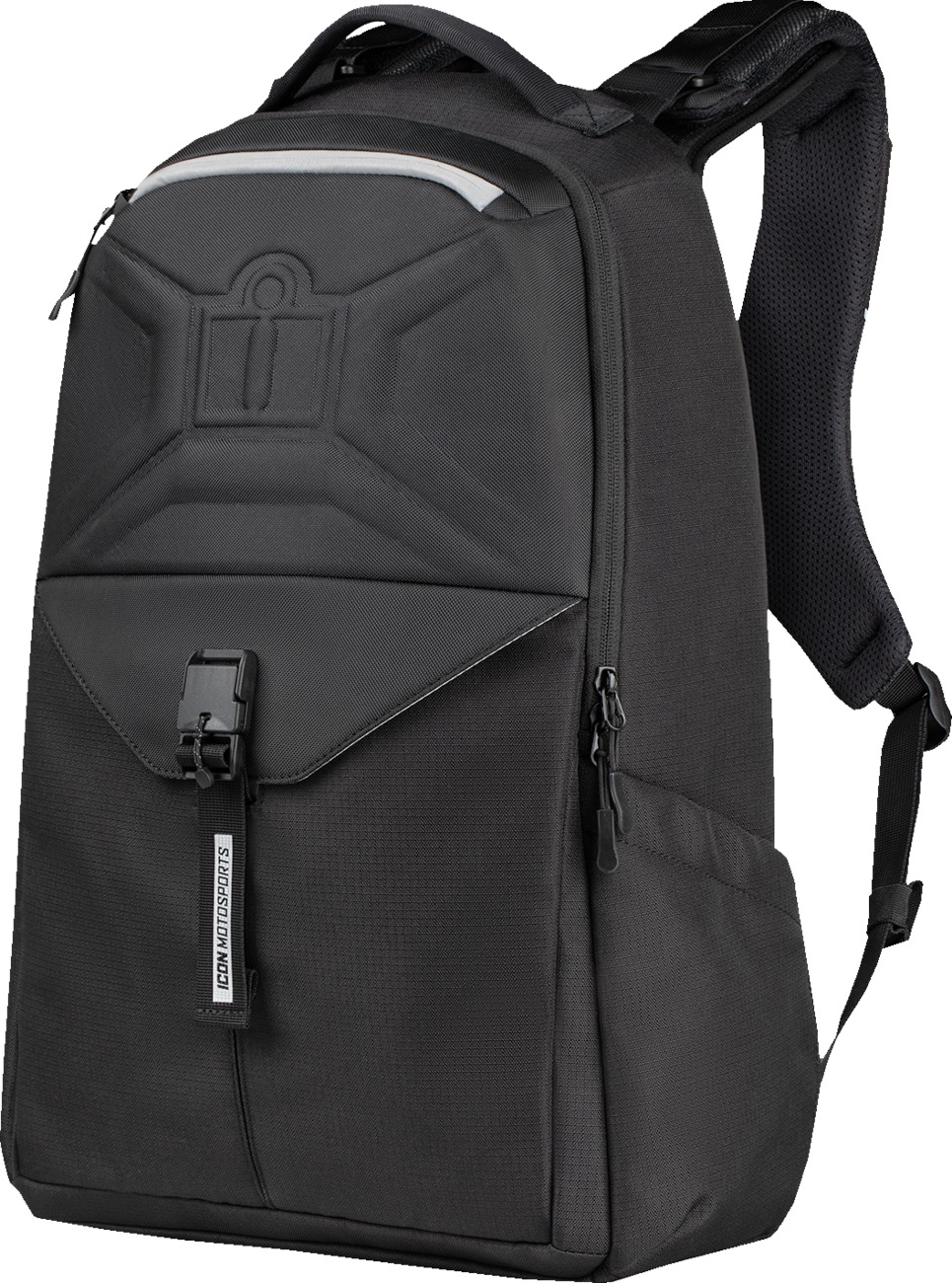 ICON Airflite Backpack Black - 24L backpack with laptop sleeve & helmet hook - Click Image to Close