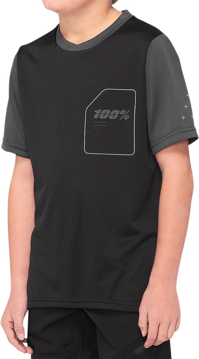 Youth Ridecamp Jersey, Black/Charcoal, Size Large by 100% - Click Image to Close