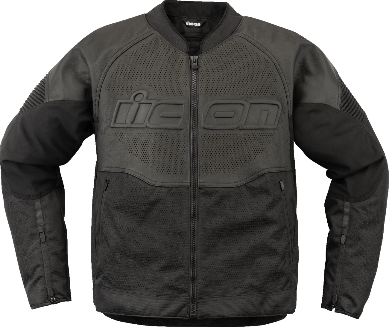 ICON Overlord3 Leather Jacket Black Men's M - Men's black leather jacket, size M - Click Image to Close