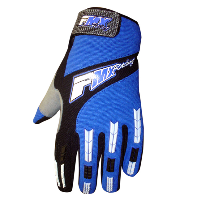 FMX Zaca MX Gloves Blue/White/Black - Unisex X-Large Textile - Click Image to Close