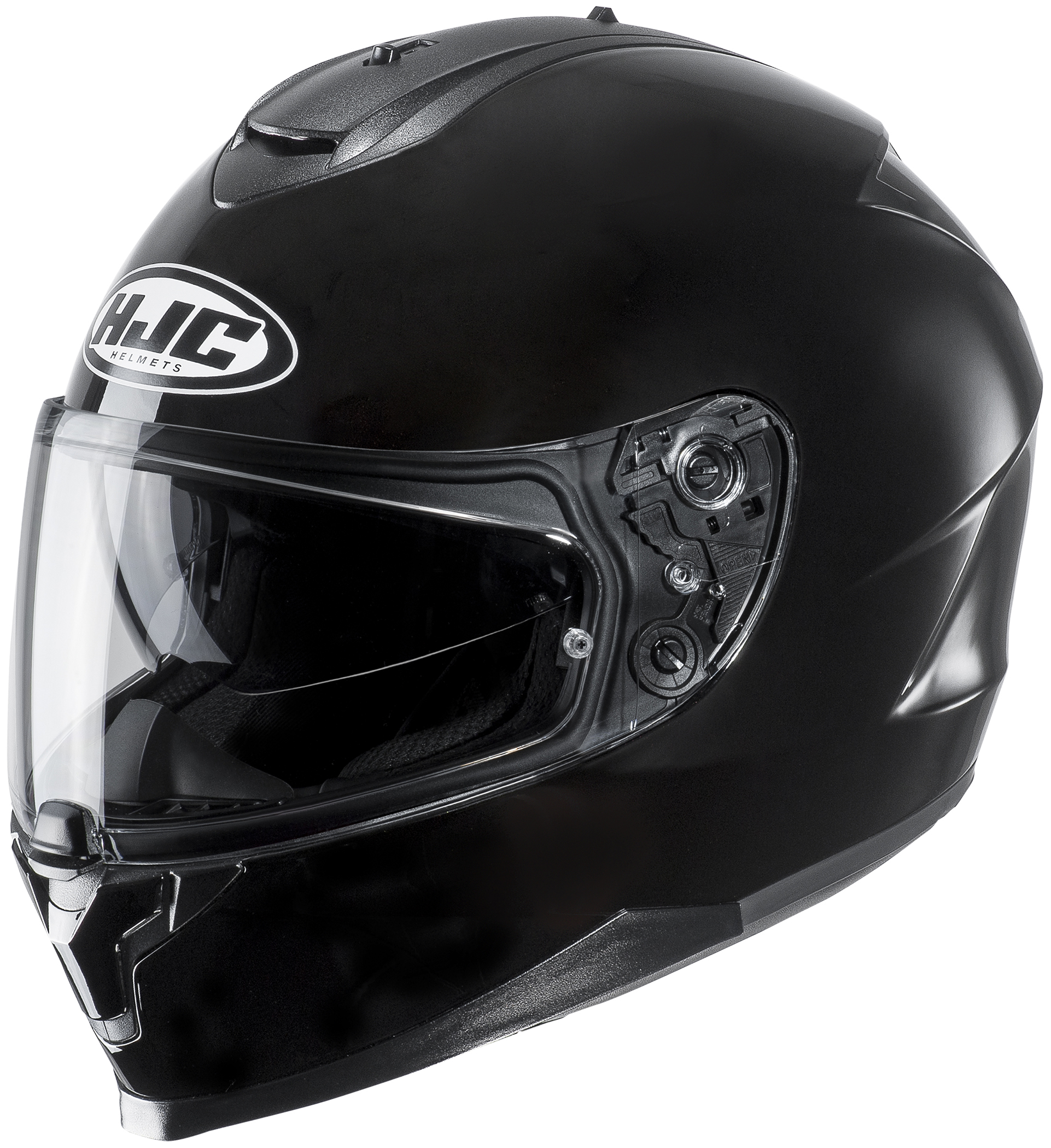 C70 Solid Black Full-Face Street Motorcycle Helmet 2X-Large - Click Image to Close