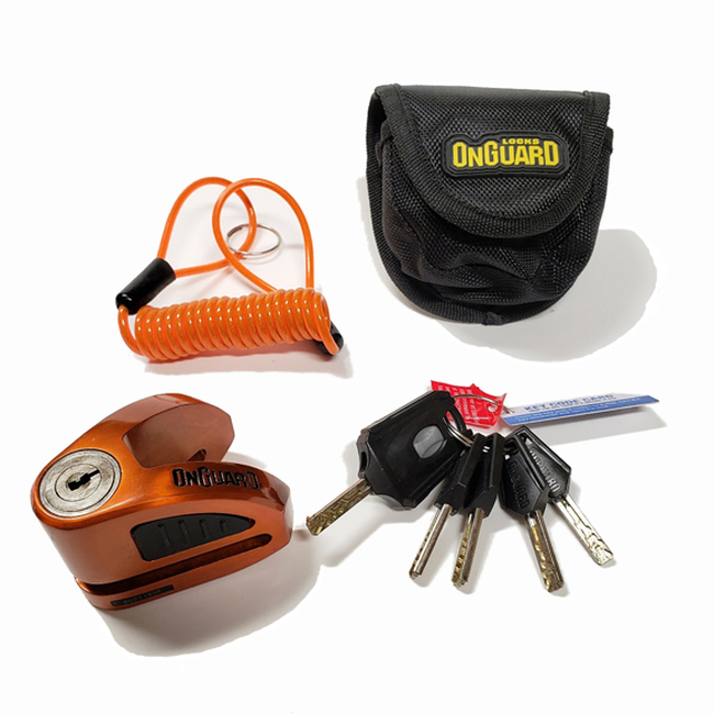 On Guard Locks Boxer Disc Lock Orange - 5.5mm Pin with Pouch & Reminder - Click Image to Close