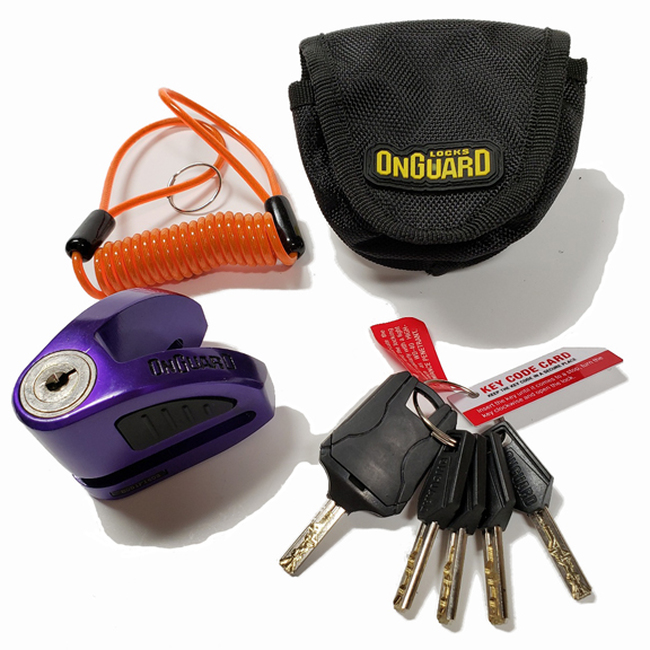 On Guard Locks Boxer Disc Lock Purple - 5.5mm Pin with Pouch & Reminder - Click Image to Close