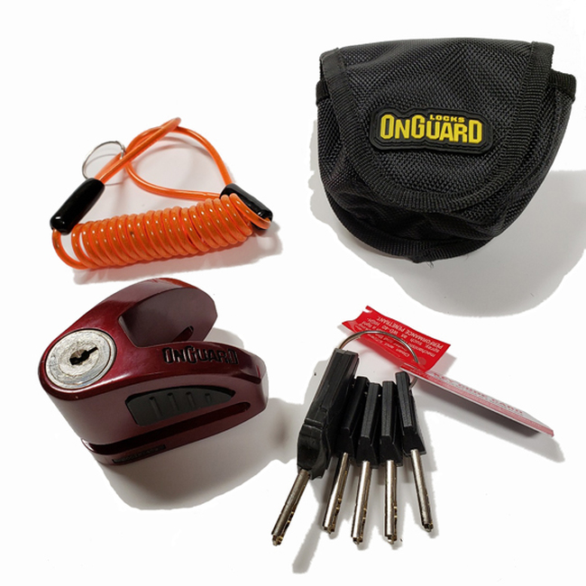 On Guard Locks Boxer Disc Lock Red - 5.5mm Pin with Pouch & Reminder - Click Image to Close