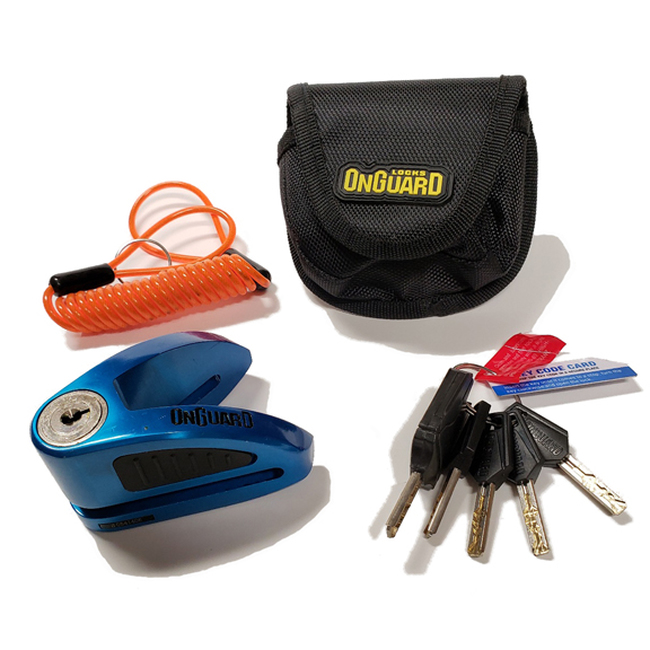 On Guard Locks Boxer Disc Lock Blue - 8mm Pin with Pouch & Reminder - Click Image to Close