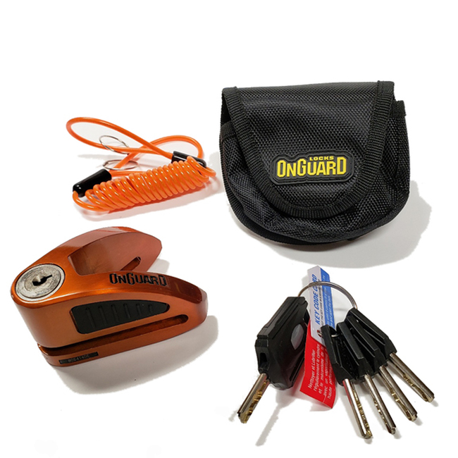 On Guard Locks Boxer Disc Lock Orange - 8mm Pin with Pouch & Reminder - Click Image to Close