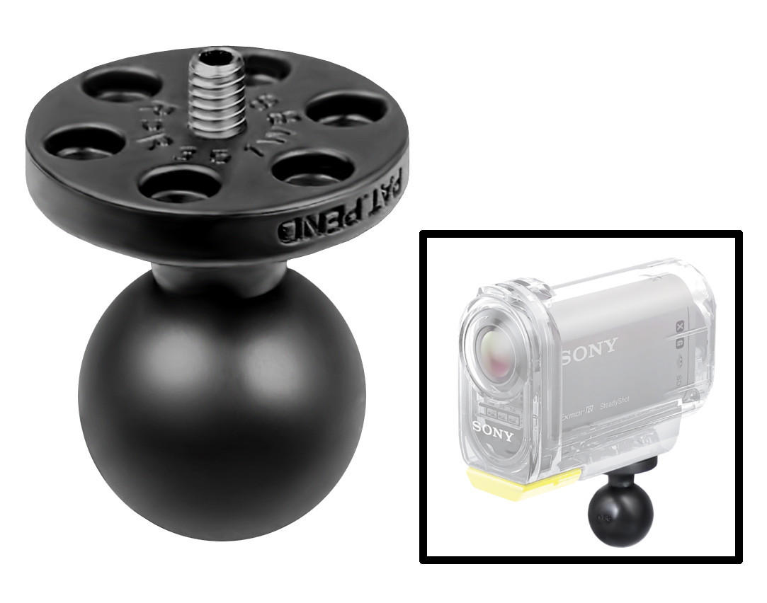 Ram Adapter - 1" Ball With Base & 1/4"-20 Stud For Video Cameras IN BAG - Click Image to Close