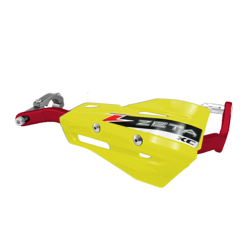 Drop Handguard Handlebar Armor / XC Protector Kit - 1-1/8" Yellow / Red - Click Image to Close